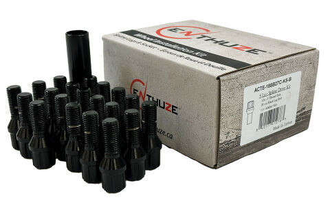Enthuze Lug Bolts - Closed End Black Spline, 5 Lug, 12mm x&nbsp;1.50