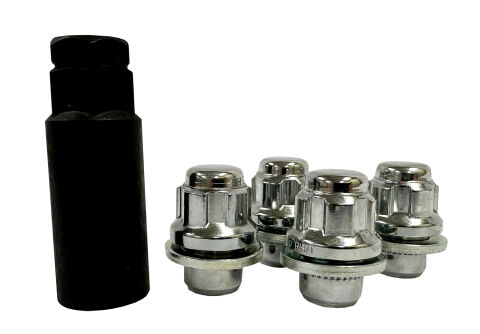 12X1.5MM, CHROME SPLINE LOCK NUT CONE 38MM&nbsp;W/KEY