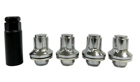14X1.5MM, CHROME SPLINE LOCK NUT CONE 47MM&nbsp;W/KEY