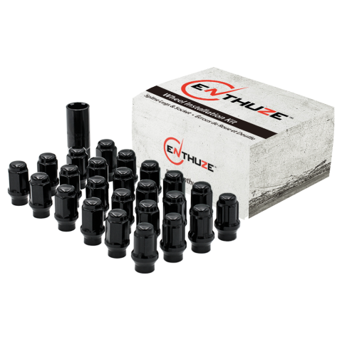 Enthuze Lug Nuts - Closed End Black Spline, 6 ET Lug, 14mm x&nbsp;1.50