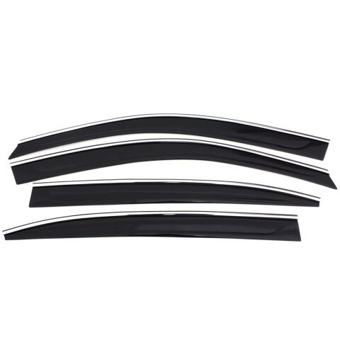 Ventvisor Deflector; Smoke w/Chrome Trim; Low Profile; 4&nbsp;pc.