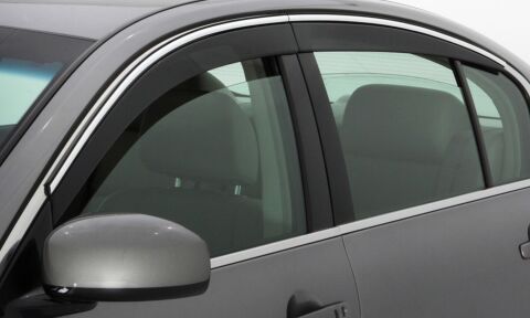 Ventvisor Deflector; Smoke w/Chrome Trim; Low Profile; 4&nbsp;pc.