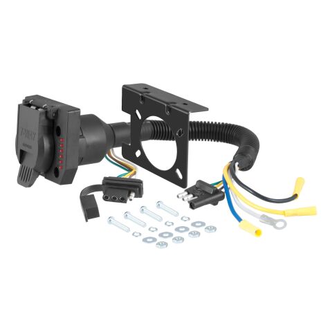 Dual-Output Electrical Adapter with Tester (Adds 7-Way RV Blade to 4-Way&nbsp;Flat)