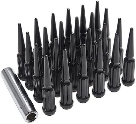 14X1.50MM BLACK SPIKE LUG NUT KIT - 24 PCS 24PCS BLACK SPIKE LUG NUT KIT WITH 1/2