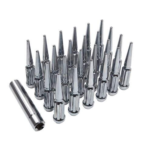 14X1.50MM CHROME SPIKE SPLINE NUT KIT - 24 PCS SPIKE SPLINE NUT KIT - CHROME - 24&nbsp;PCS