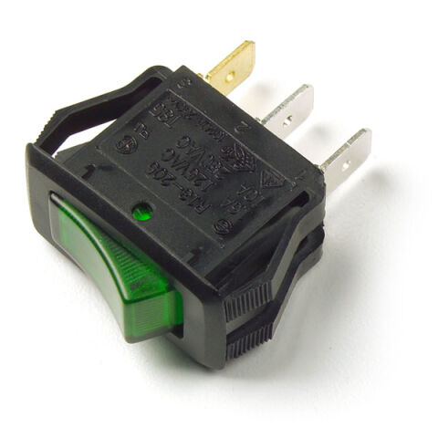 Rocker Switches - Illuminated, 3 Blade,&nbsp;Green