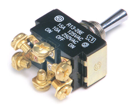 Toggle Switches, Heavy Duty, On/Off/On, 15A, 6&nbsp;Screw
