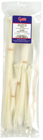Nylon Cable Ties, Standard Duty, Cable Tie Assortment, White,&nbsp;125pc