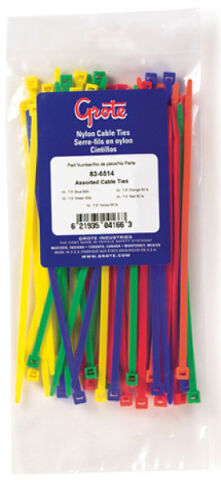 Nylon Cable Ties, Standard Duty, Cable Tie Assortment, 50 lb Tensile Strength,&nbsp;50pc