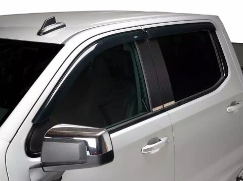Low Profile Ventvisor Deflector; Smoke with Chrome Trim; Outside Mount; 4&nbsp;pc.