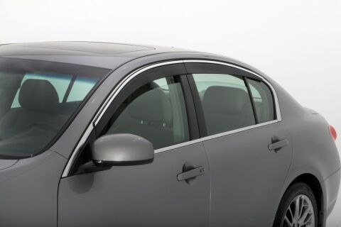 Low Profile Ventvisor Deflector; Smoke with Chrome Trim; Outside Mount; 6&nbsp;pc.