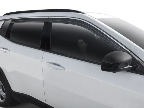 Low Profile Ventvisor Deflector; Smoke with Chrome Trim; Outside Mount; 4&nbsp;pc.