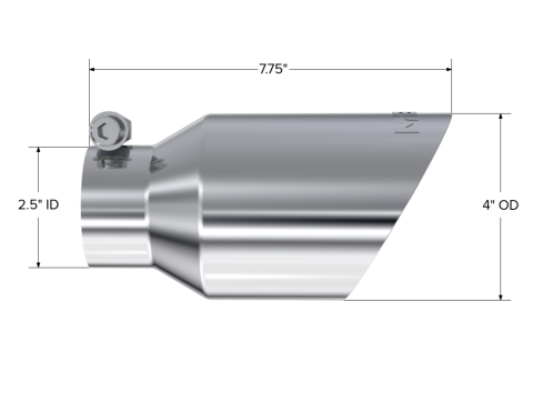 Tip. 4in. O.D.. Dual Wall Angled. 2in. inlet. 8in. length.&nbsp;T304.