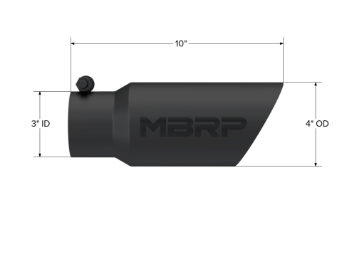 Tip. 4in. O.D.. Dual Wall Angled. 3in. inlet. 10in. length.&nbsp;BLK