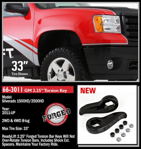 2011-18 CHEV/GMC 2500/3500HD 2.25'' Front Leveling Kit (Forged Torsion&nbsp;Key)