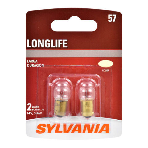 SYLVANIA 57 Long Life Mini Bulb, 2&nbsp;Pack