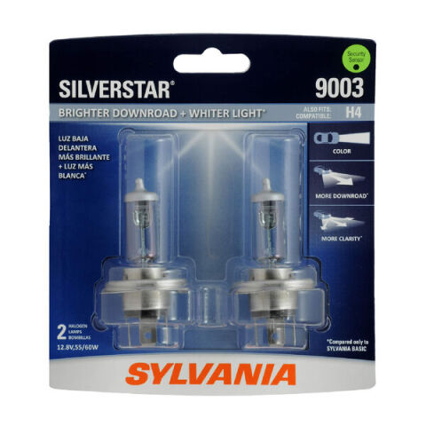 SYLVANIA 9003 SilverStar Halogen Headlight Bulb, 2&nbsp;Pack