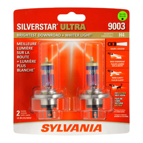 SYLVANIA 9003 SilverStar ULTRA Halogen Headlight Bulb, 2&nbsp;Pack