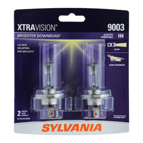SYLVANIA 9003 XtraVision Halogen Headlight Bulb, 2&nbsp;Pack