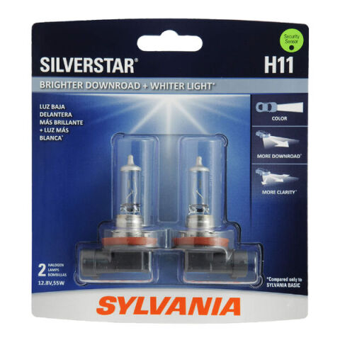 SYLVANIA H11 SilverStar Halogen Headlight Bulb, 2&nbsp;Pack