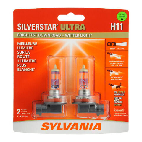 SYLVANIA H11 SilverStar ULTRA Halogen Headlight Bulb, 2&nbsp;Pack