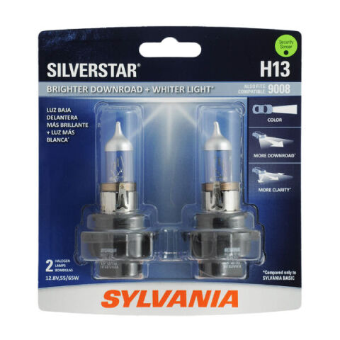 SYLVANIA H13 SilverStar Halogen Headlight Bulb, 2&nbsp;Pack