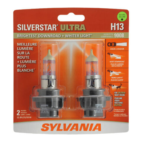 SYLVANIA H13 SilverStar ULTRA Halogen Headlight Bulb, 2&nbsp;Pack