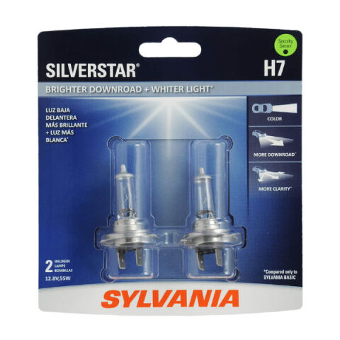 SYLVANIA H7 SilverStar Halogen Headlight Bulb, 2&nbsp;Pack