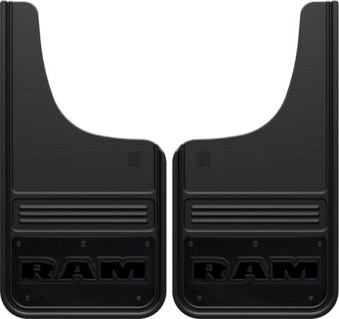 Gatorback RAM Text Mud Flaps - Black/AL 12x23