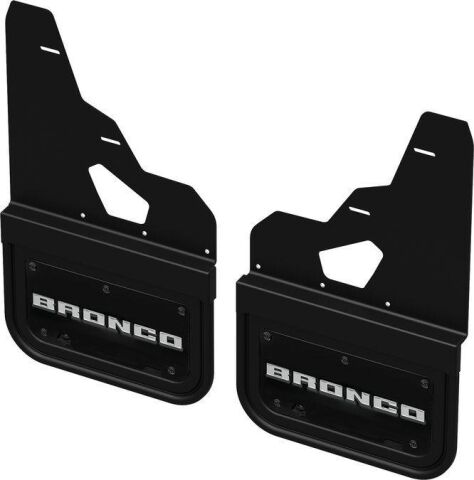 Gatorback CN Bronco Text Logo Mud Flaps - Black/Wrap For 21-25 Bronco w/ Rock Rails;&nbsp;Front