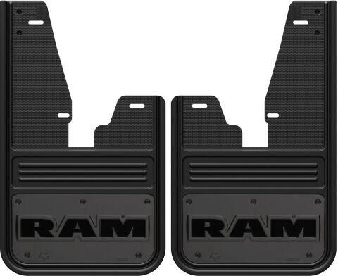 Gatorback CR RAM Text Mud Flaps - Gunmetal For 09-23 Ram 1500 Classic; 10-23 HD w/ Flares;&nbsp;Front