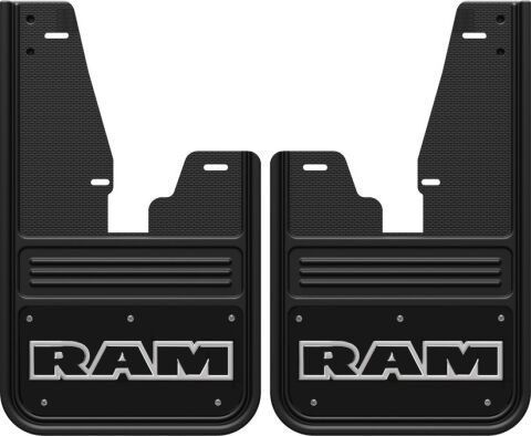 Gatorback CR RAM Text Mud Flaps - Black/Wrap For 09-23 Ram 1500 Classic; 10-23 HD w/ Flares;&nbsp;Front