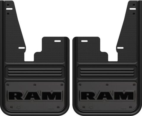 Gatorback CR RAM Text Mud Flaps - Gunmetal For 09-23 Ram 1500 Classic; 10-23 HD w/o Flares;&nbsp;Front