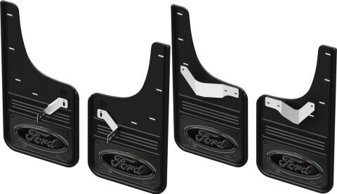 Gatorback CR Ford Logo Mud Flaps - Gunmetal For 21-23 F-150; Front &&nbsp;Rear
