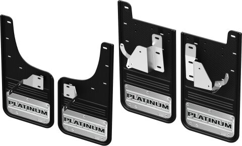 Gatorback CR Platinum Logo Mud Flaps - Black For 23-25 F-250/F-350 SRW (Not Tremor); Front &&nbsp;Rear