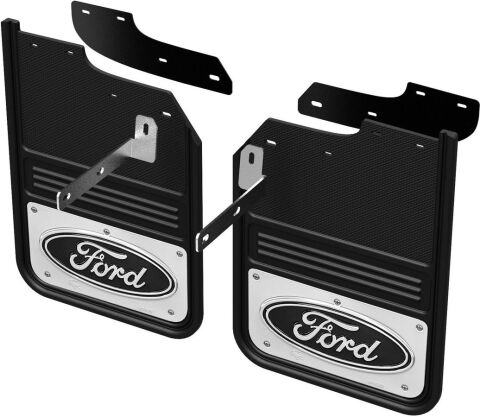 Gatorback CR Ford Logo Mud Flaps - Black For 17-25 F-450/550 w/ OEM Splash Guards;&nbsp;Front