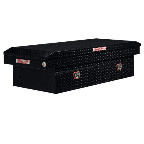 SADDLE BOX, ALUMINUM, FULL EXTRA WIDE,GLOSS BLACK, 15.5 CU&nbsp;FT