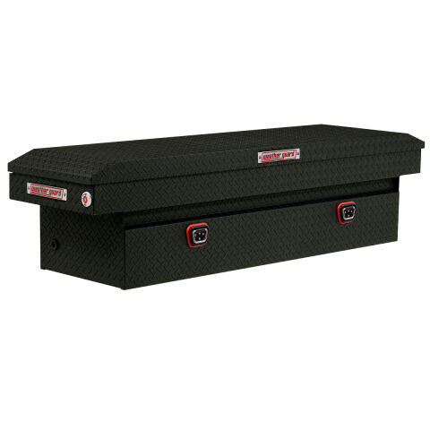 SADDLE BOX, ALUMINUM, FULL STANDARD,TEXTURED MATTE BLACK, 11.0 CU&nbsp;FT