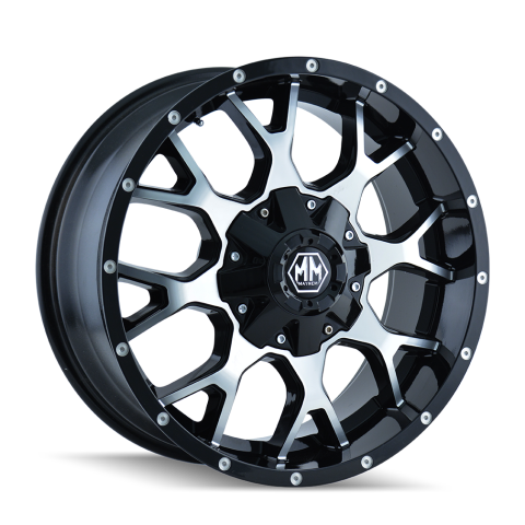 17X9 6-135/6-139.7 108 +18MMWARRIOR BLACK/MACHINED&nbsp;FACE